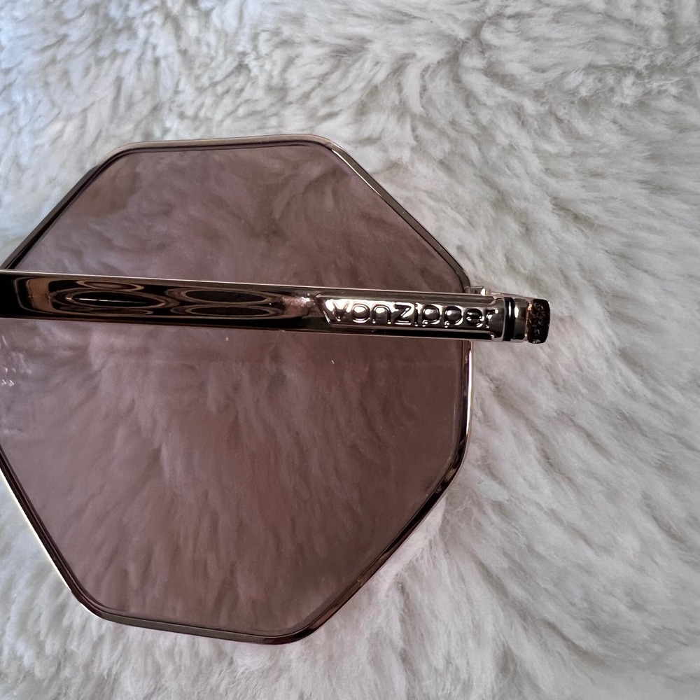 VonZipper Pearl Octagon Sunglasses Rose Gold Pink Lens Geometric Retro Shades - Picture 7 of 9